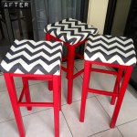 Red Stools with Chevron Cushions